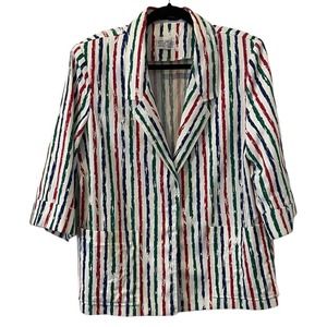 70s Cape Cod Match Mates Women's Blazer/Jacket Size 16-Multicolor Stripes